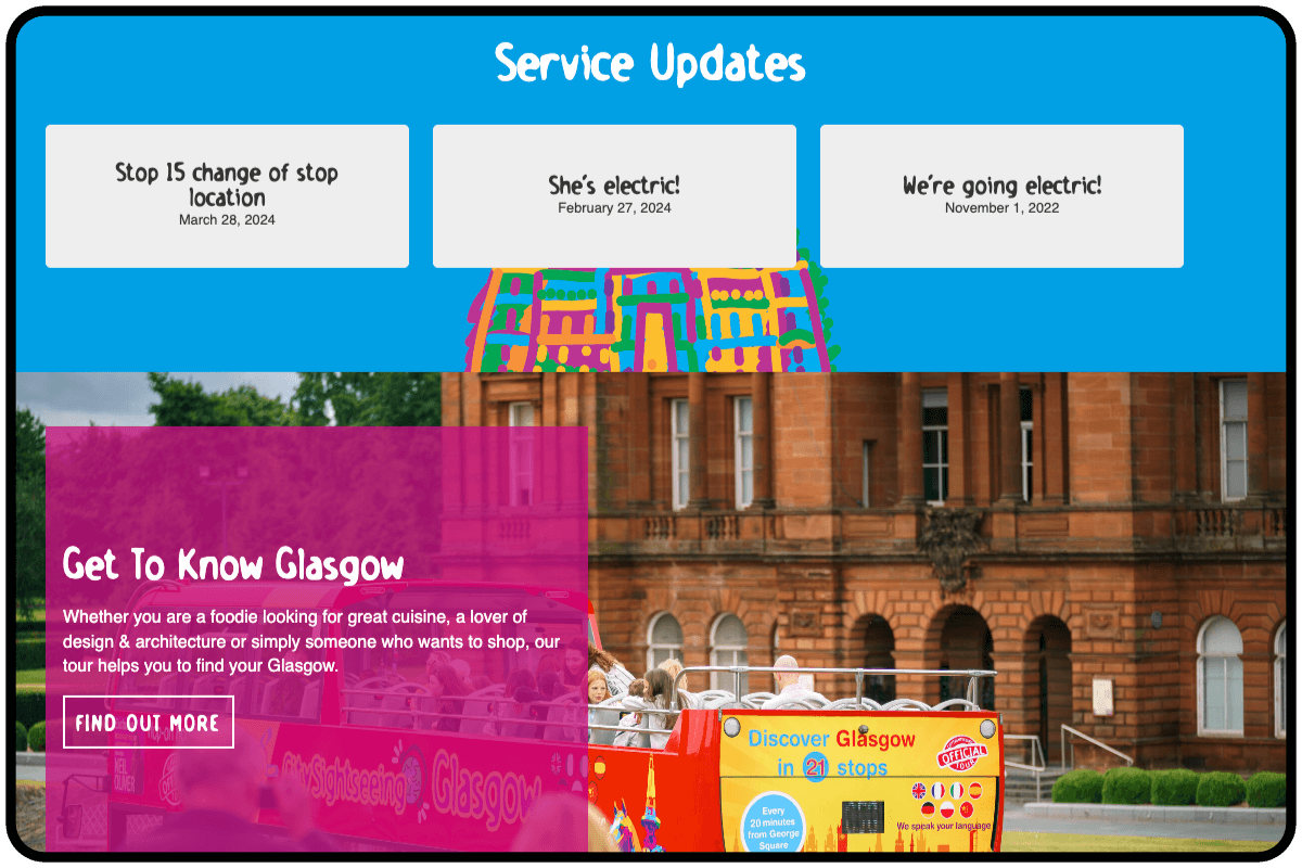 iPad view of City Sightseeing Glasgow website