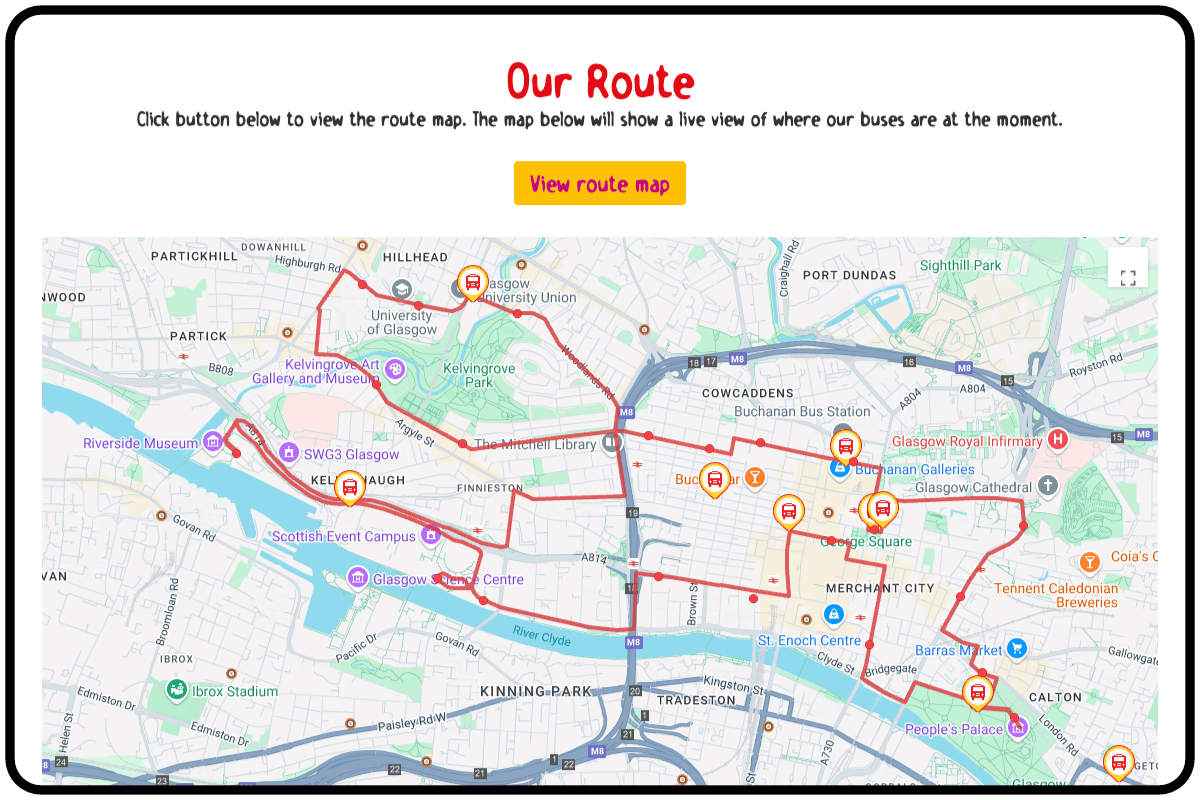 iPad view of City Sightseeing Glasgow website