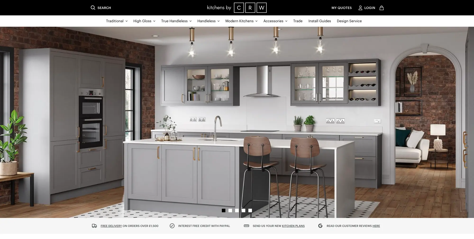 Desktop screenshot of the Kitchens By CRW website
