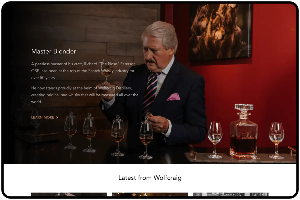 iPad screenshot of the Wolfcraig website