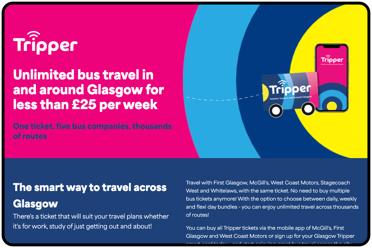 Glasgow Tripper website on iPad