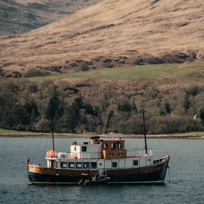 Cruise ship anchored close to shore