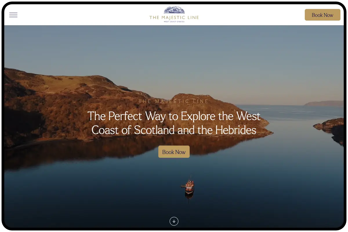 iPad screenshot showing the majestic line website